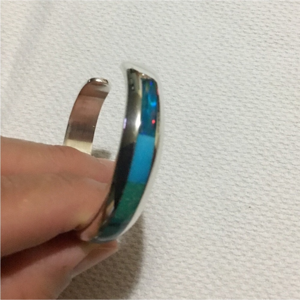 BOTIQUE SMALL STERLING CUFF BRACELET COLOR BLUE GREEN - Picture 3 of 14
